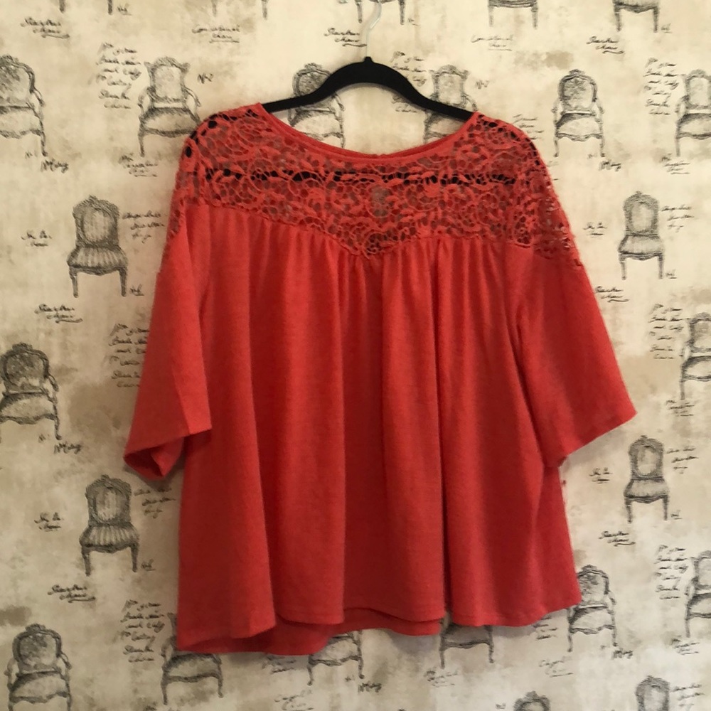 Floaty Pink Top with Lace Cutouts